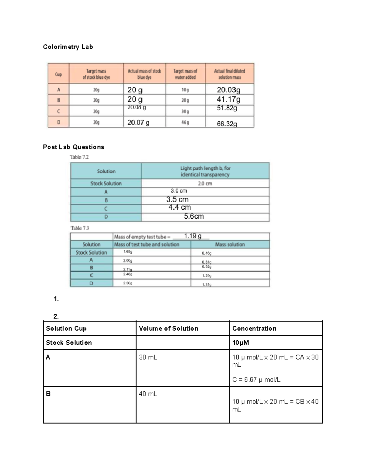 4.1.8 Colorimetry Lab Colorimeter lab Colorimetry Lab Post Lab