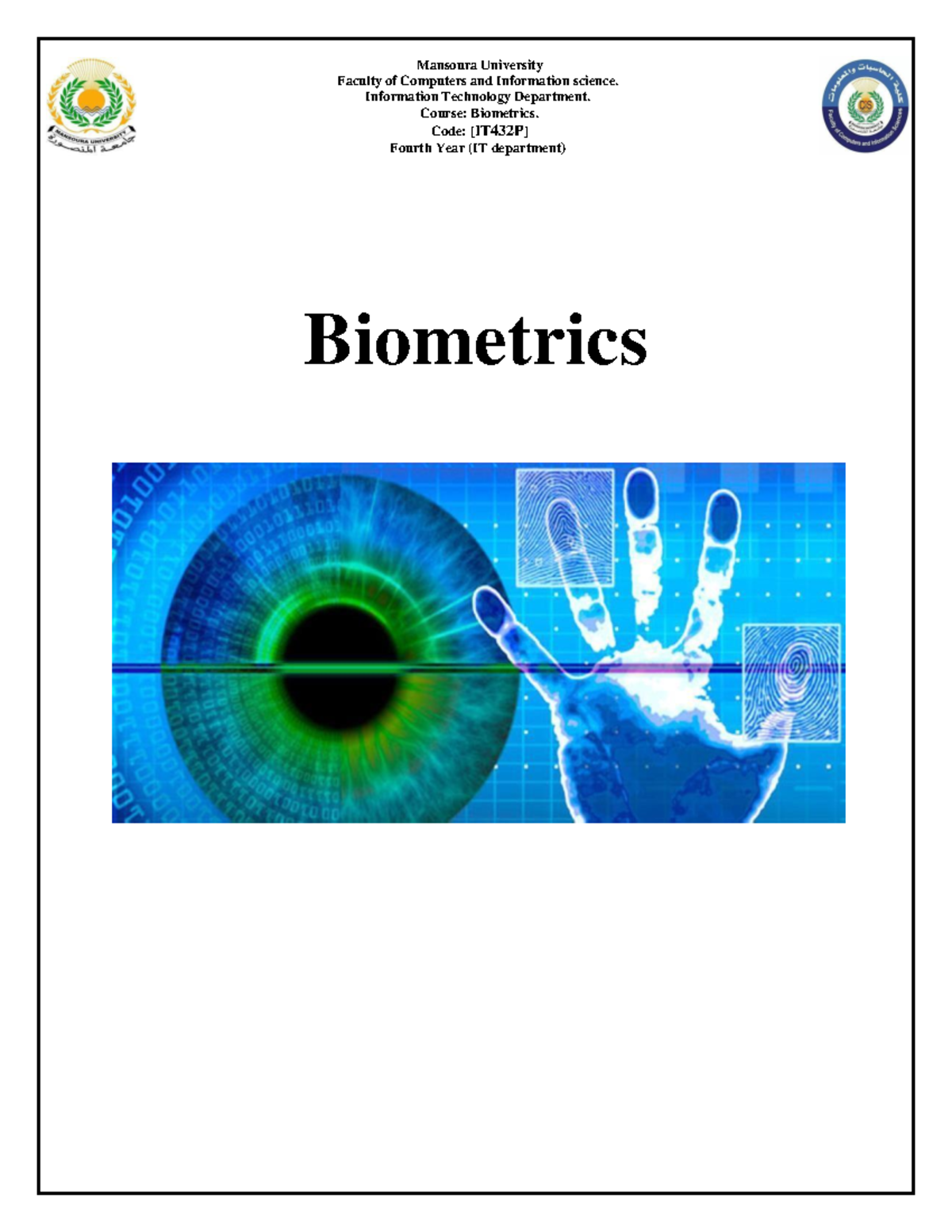 Biometrics 5 Faculty of Computers and Information science