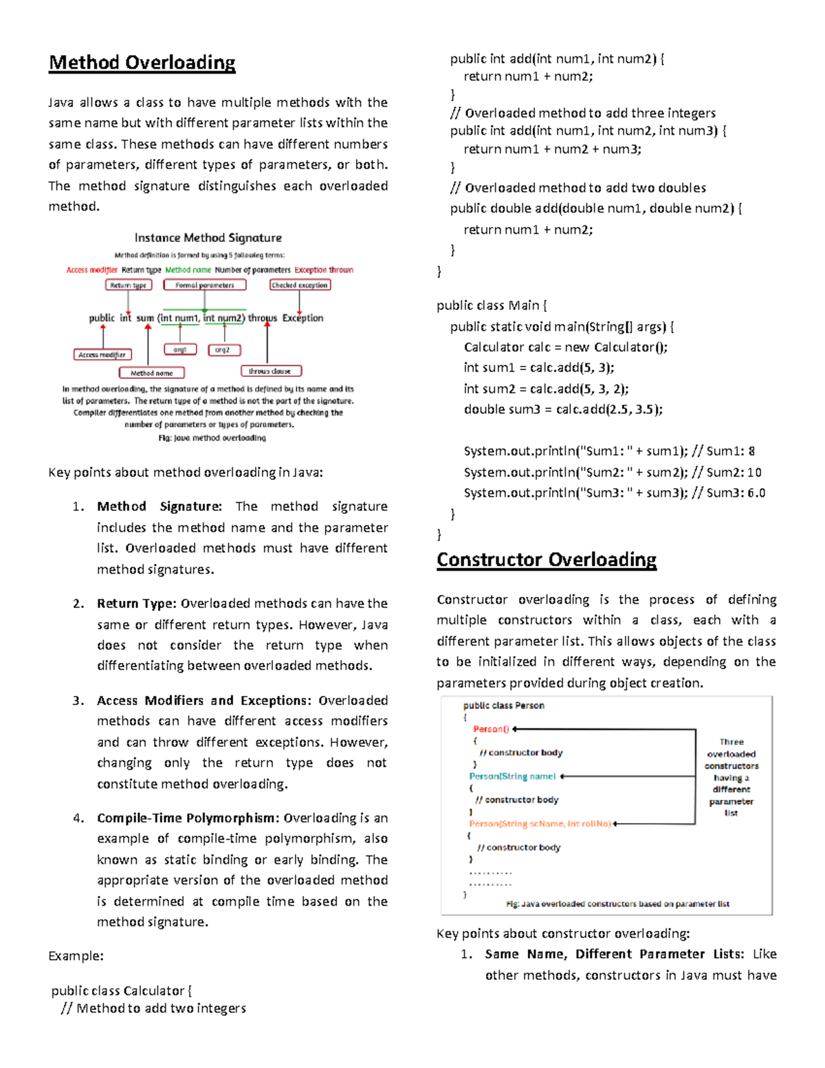 Method-Constructor Overloading - Method Overloading Java allows a class ...