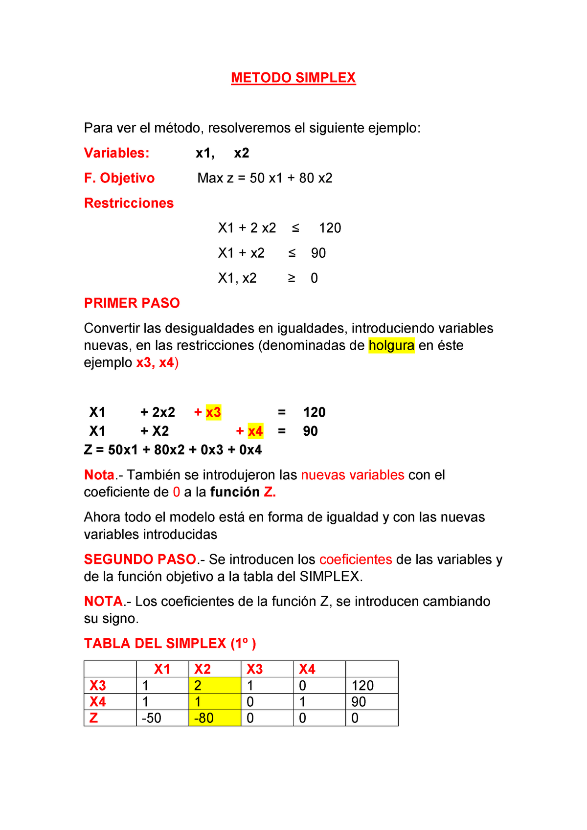 Simplex Mayo2021 - METODO SIMPLEX Para Ver El Método, Resolveremos El ...