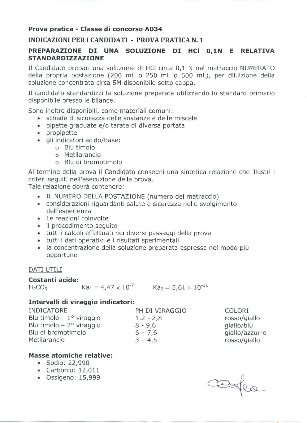 Traccia-A034 - titolazione - Chimica generale ed inorganica - Studocu