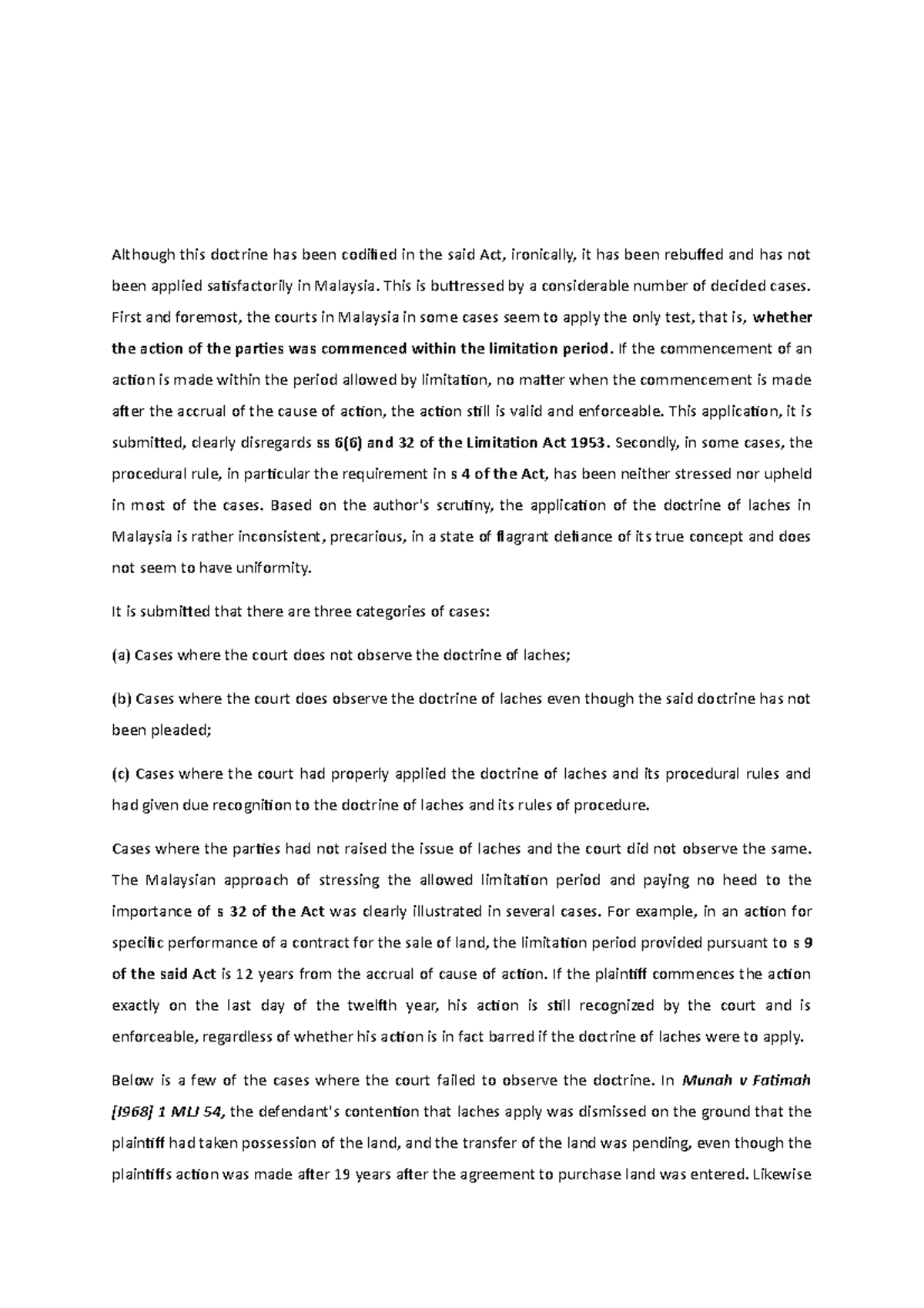 [Chapter 4] Limitation Period Doctrine of Laches Although this