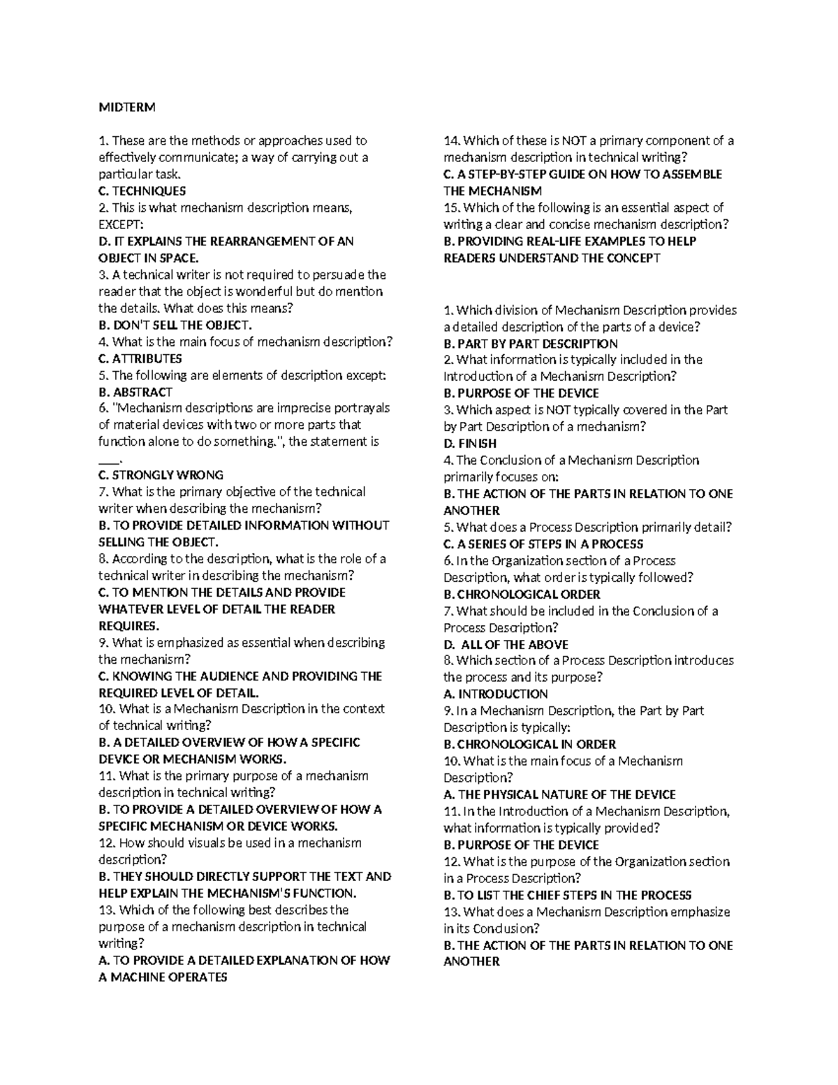 Midterm - English For all Purpose - MIDTERM These are the methods or ...