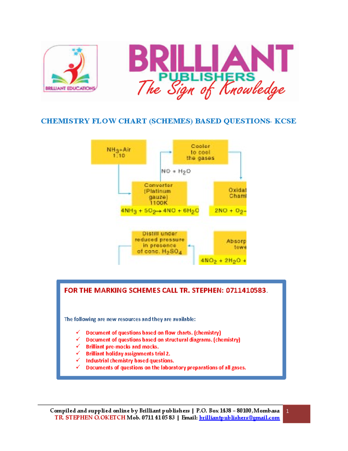 FLOW Charts Marking Scheme - Compiled and supplied online by Brilliant