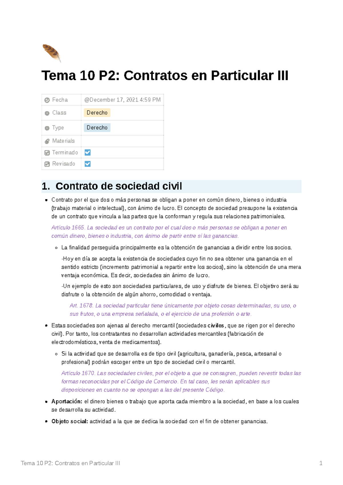 Derecho Tema 10 P2 Contratos en Particular III - c Tema 10 P2 ...