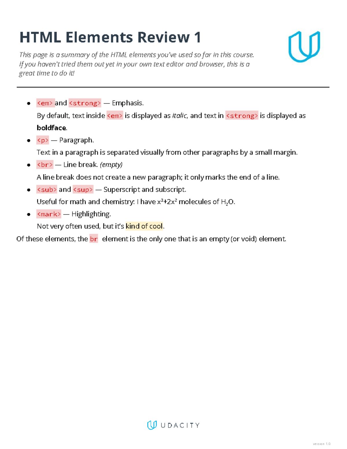 Ipnd reference sheet html elements 1 - HTML Elements Review 1 This page ...