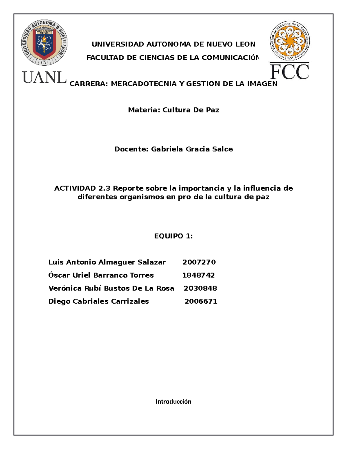 Evidencia 2 - ACTIVIDAD 2 - UNIVERSIDAD AUTONOMA DE NUEVO LEON FACULTAD ...