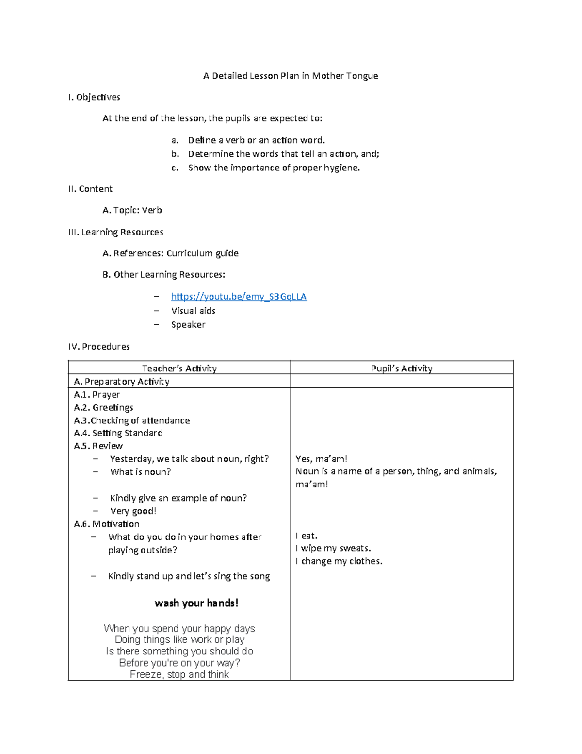 sample lesson plan 4as - A Detailed Lesson Plan in Mother Tongue I ...