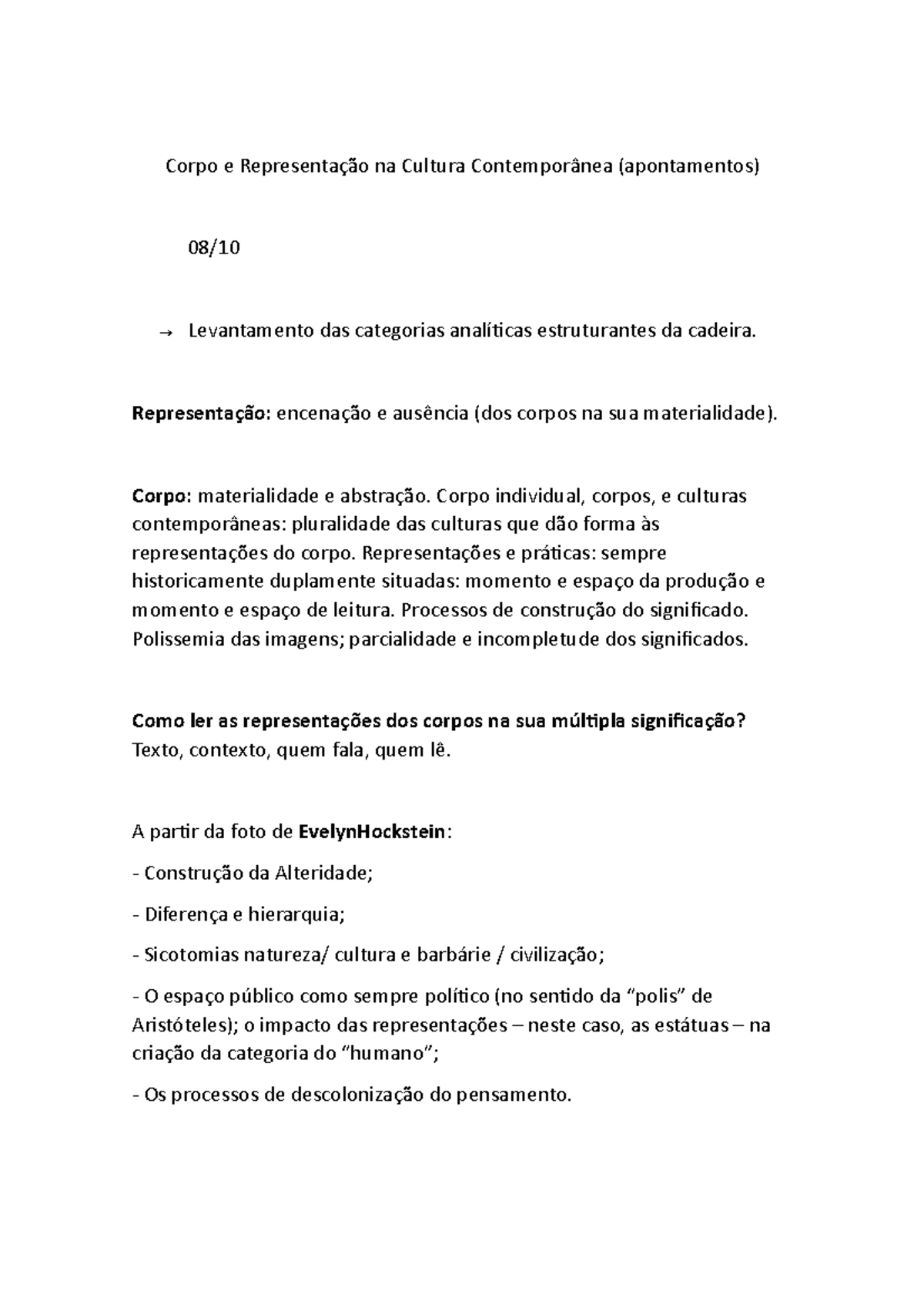 Corpo E Representação Na Cultura Contemporânea - Corpo E Representação ...