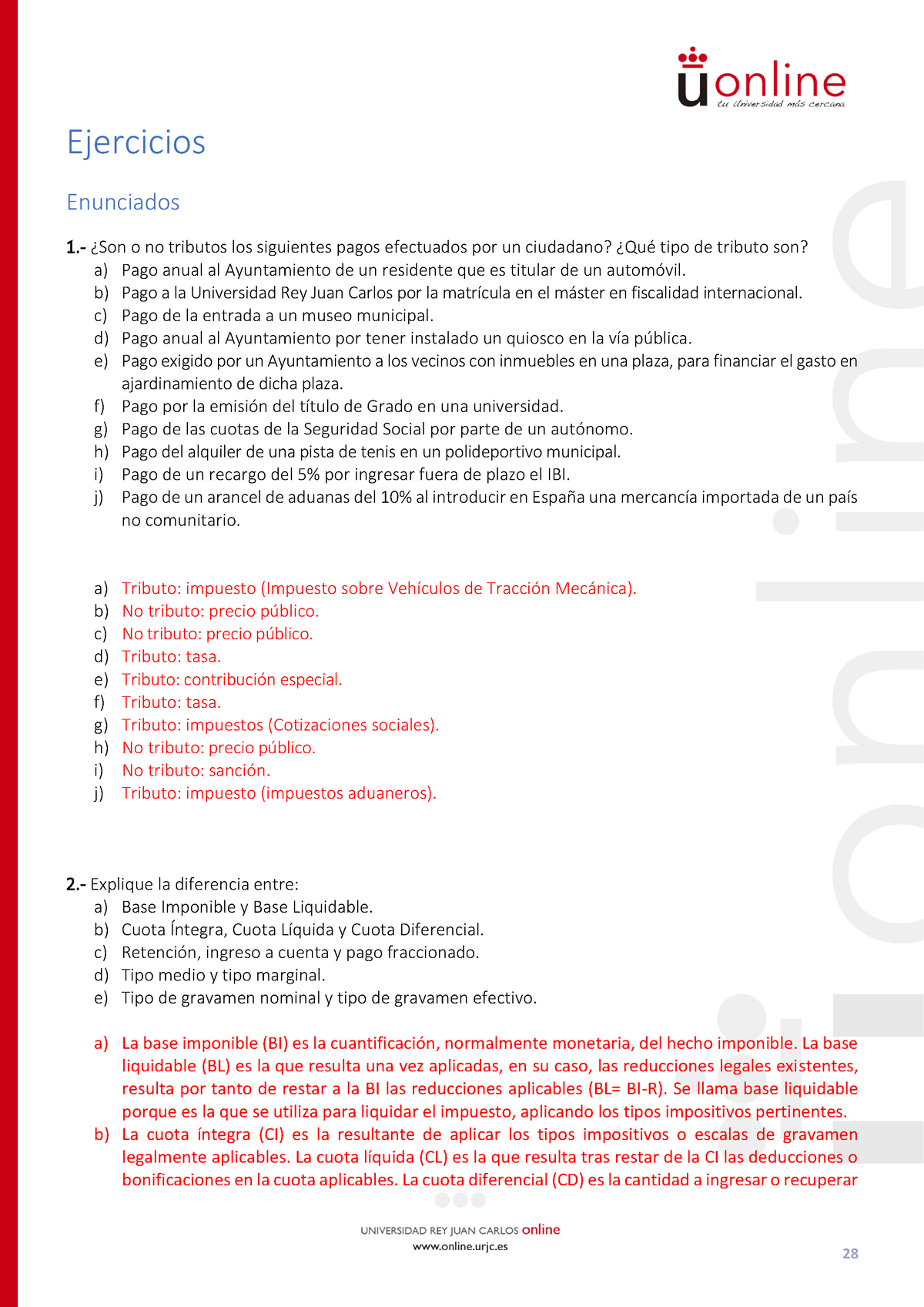 Ejercicios Clase Tema 1 (parte 1) Solución - 28 Ejercicios Enunciados ...