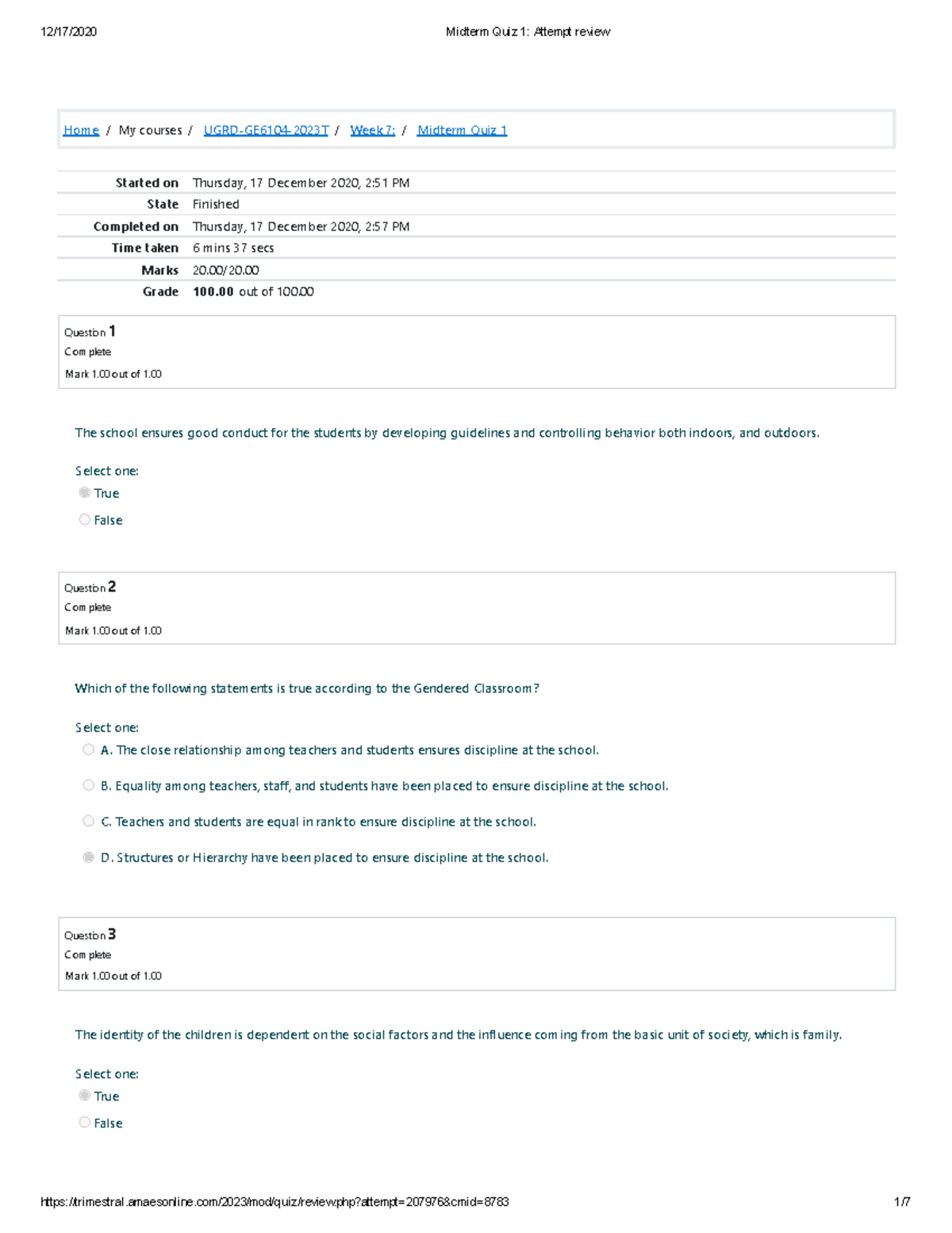 Midterm Quiz 1 Attempt review - Home/My courses/ UGRD-GE6104-2023T ...