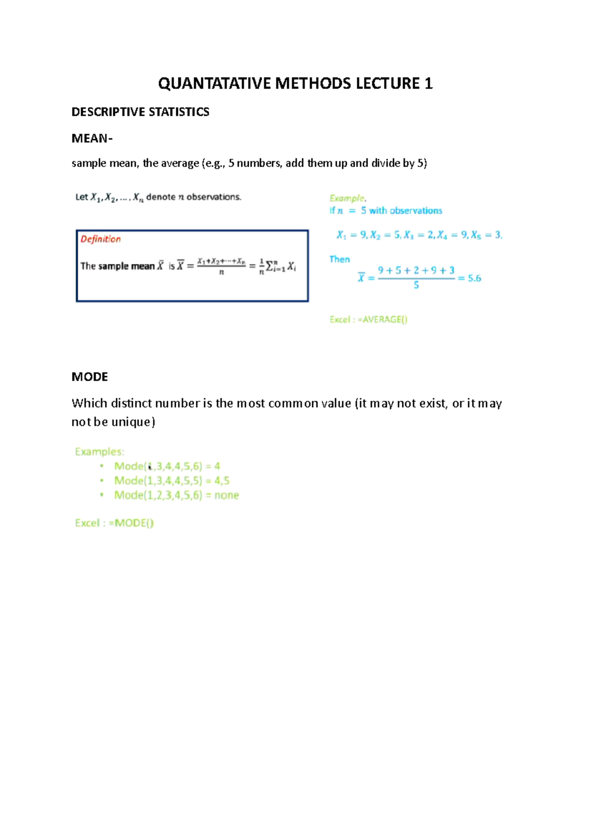 Quantatative Methods Lecture 1 - QUANTATATIVE METHODS LECTURE 1 ...