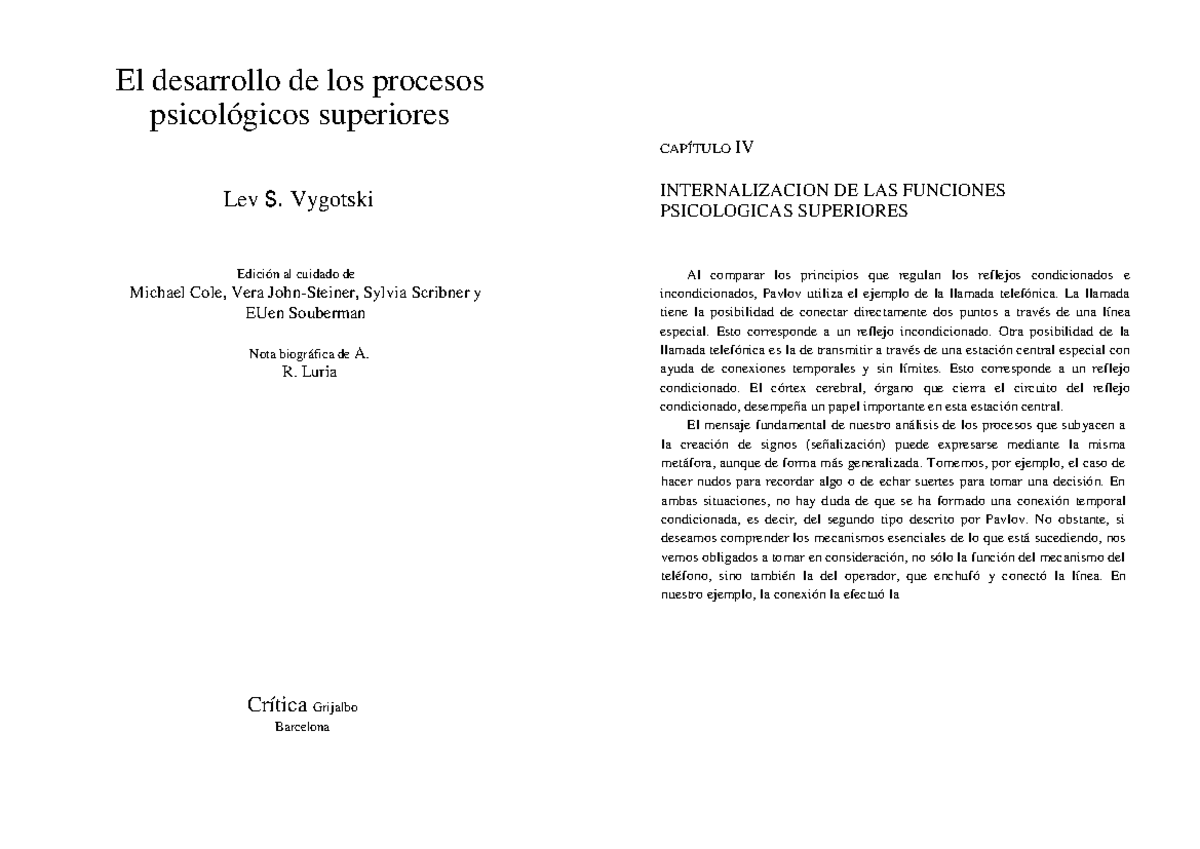 Vygotsky desarrollo de los PPS Cap 4 - El desarrollo de los procesos