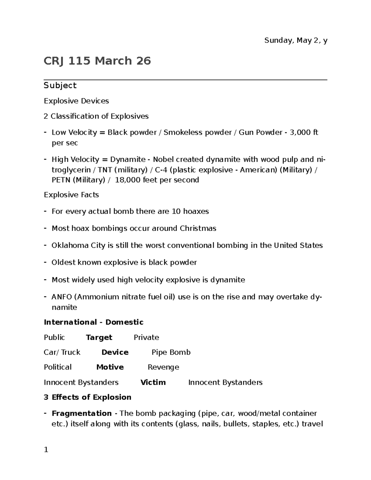 CRJ 115 March 26 - CRJ 115 CJ Bunyan Notes that will lead to midterm ...