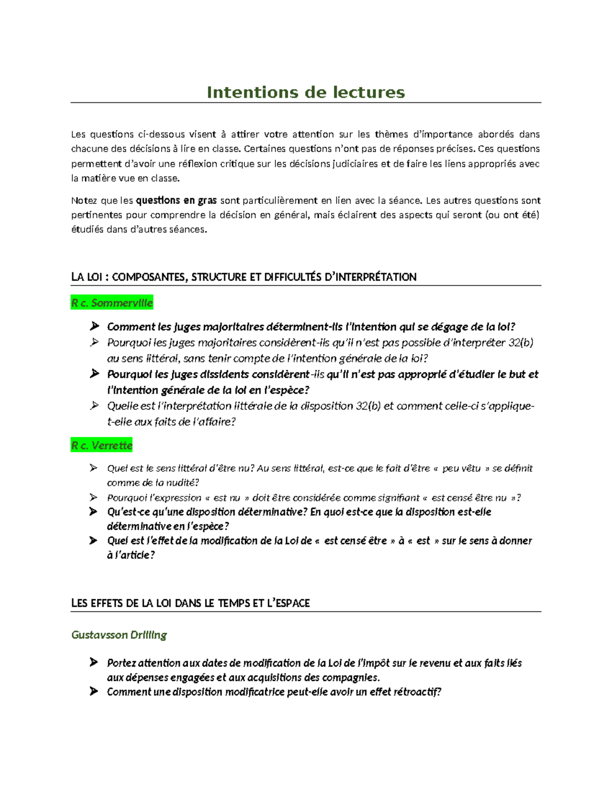 Guide Pour Les Lectures - Intentions De Lectures Les Questions Ci ...