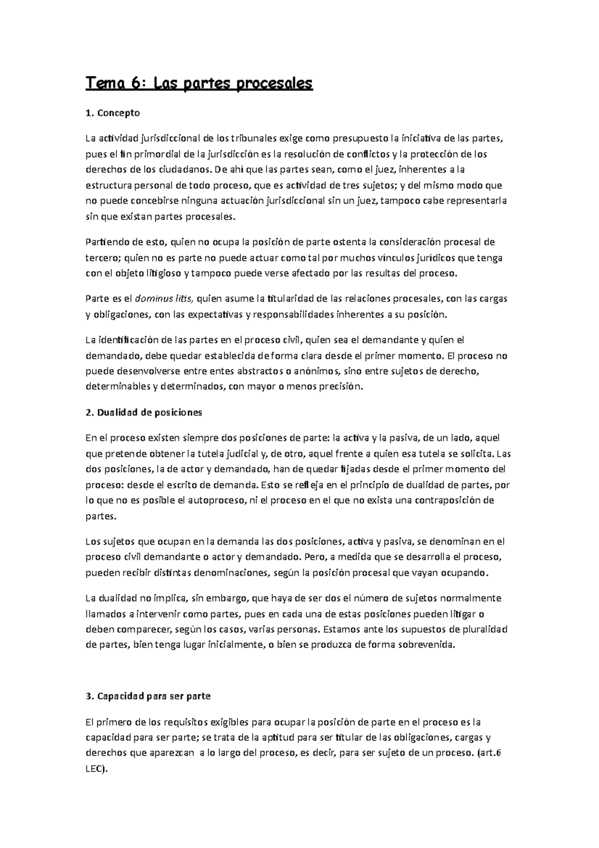 Derecho-procesal - Apuntes Procesal - Tema 6: Las Partes Procesales 1 ...