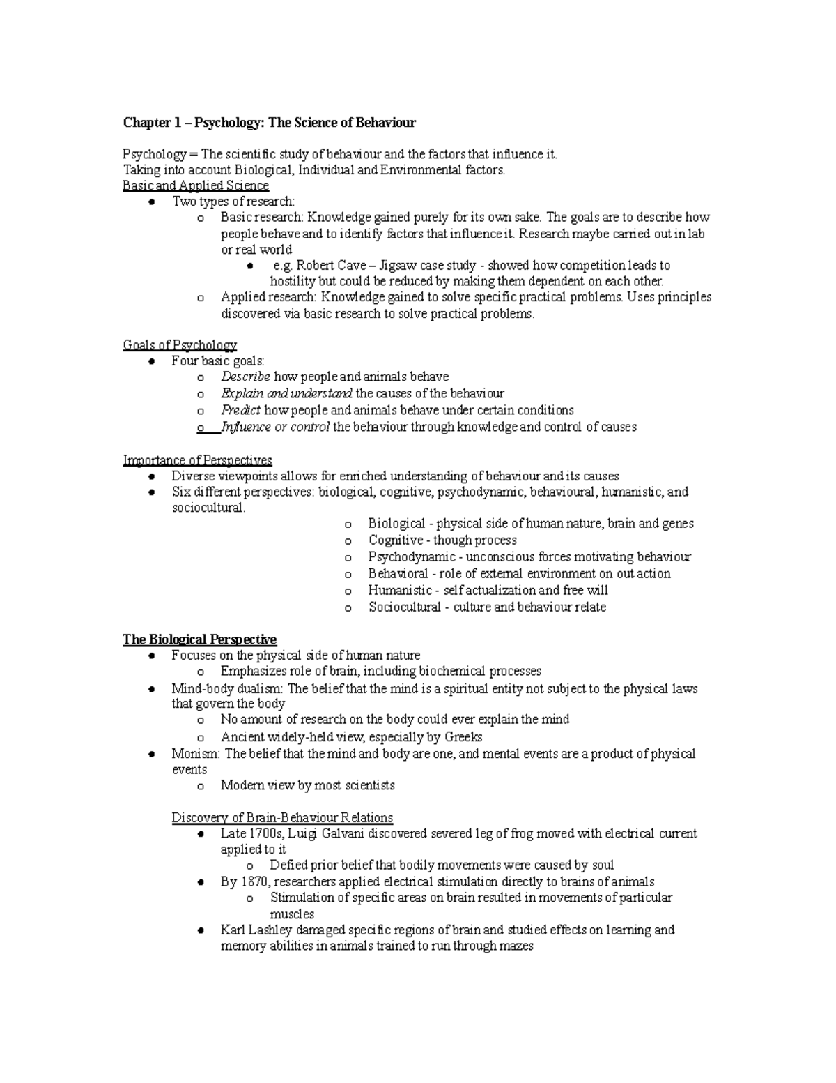 Psych final exam notes (Huge bank) - Chapter 1 – Psychology: The ...