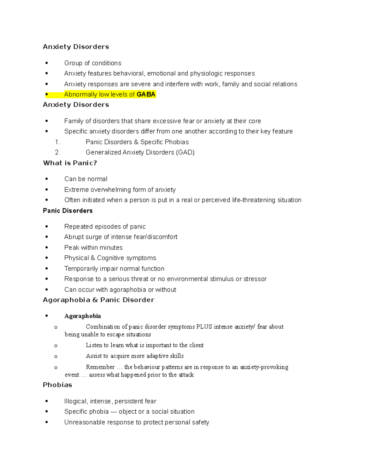 Mental Health Final Exam Review - Anxiety Disorders Group Of Conditions ...