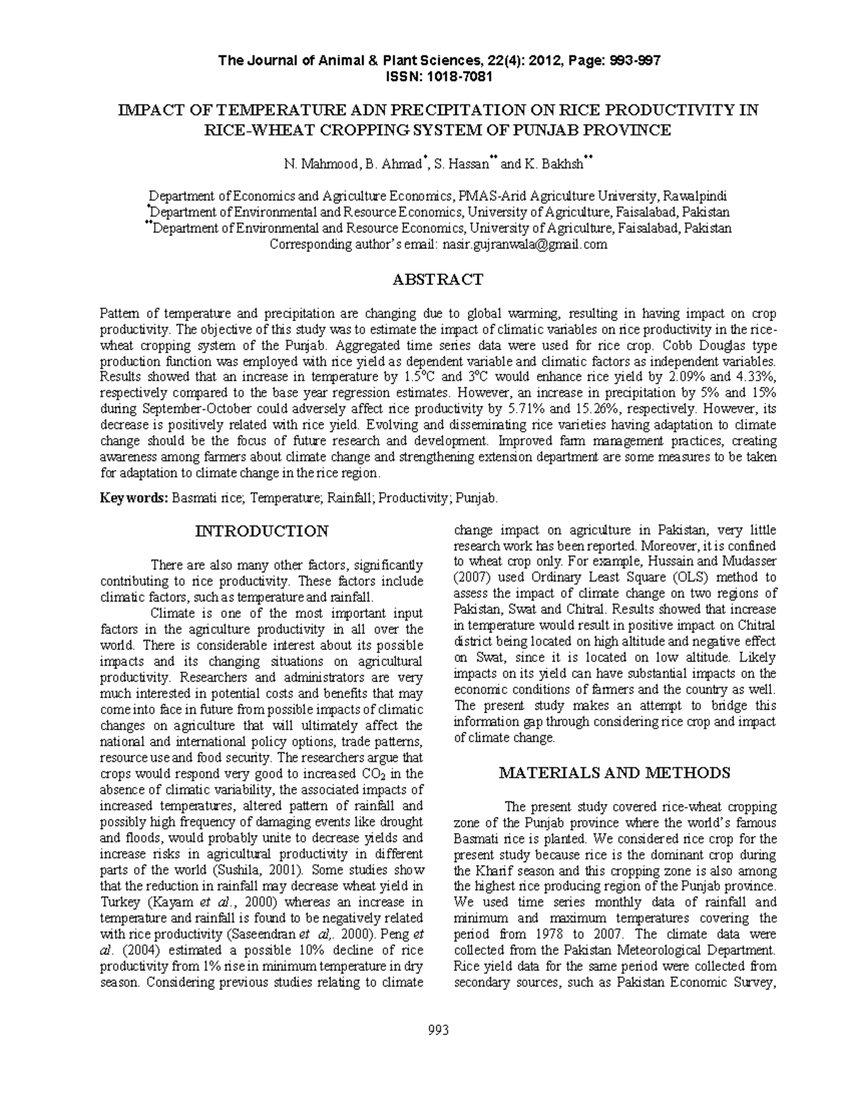 Temperature and precipitation effect on - IMPACT OF TEMPERATURE ADN ...