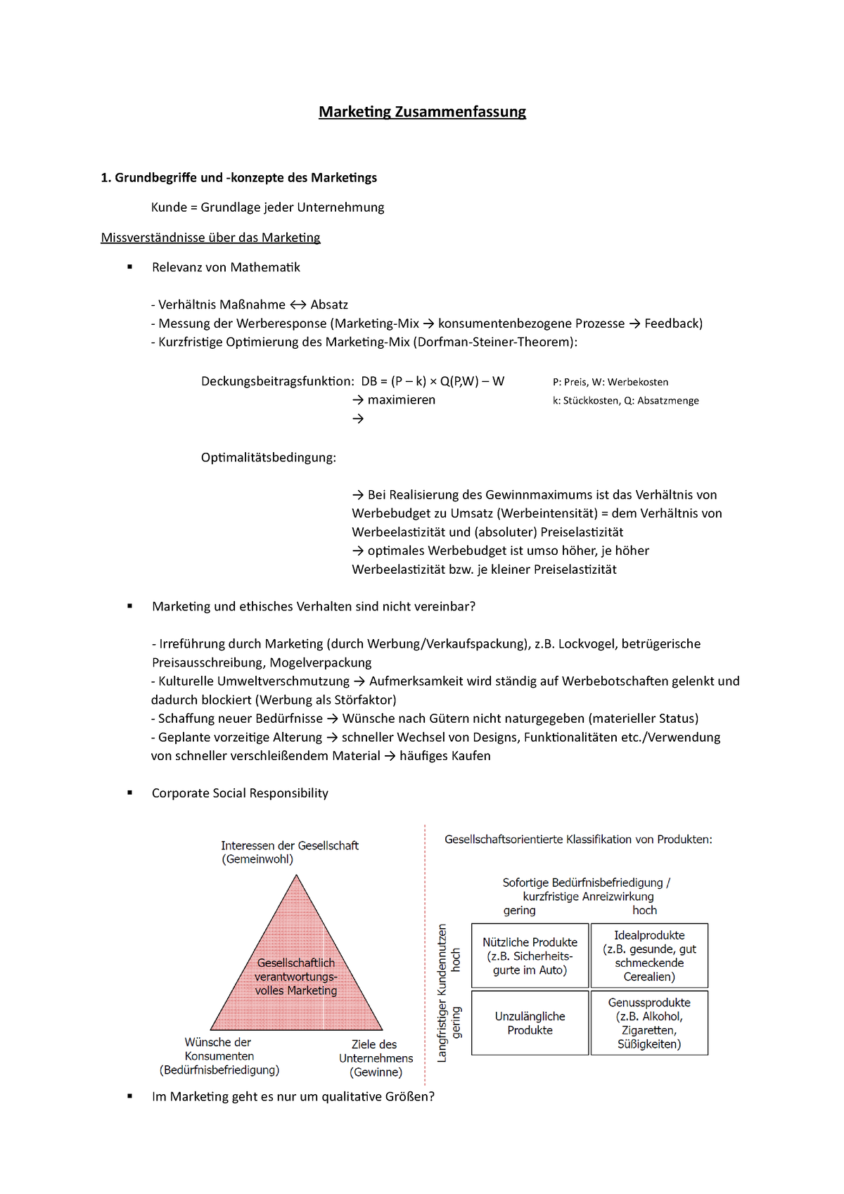 Marketing Zusammenfassung Marketing Zusammenfassung Grundbegriffe Und Konzepte Des Marketings 3544