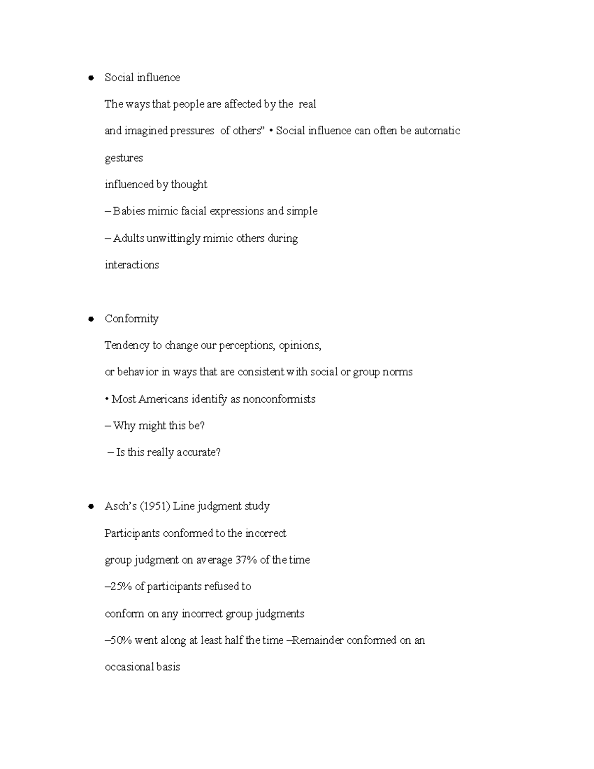 Chapter 7 Social Influence Conformity, Compliance, And Obediance ...