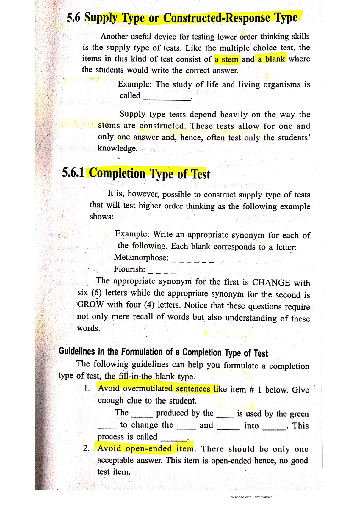 matching-type-of-evaluation