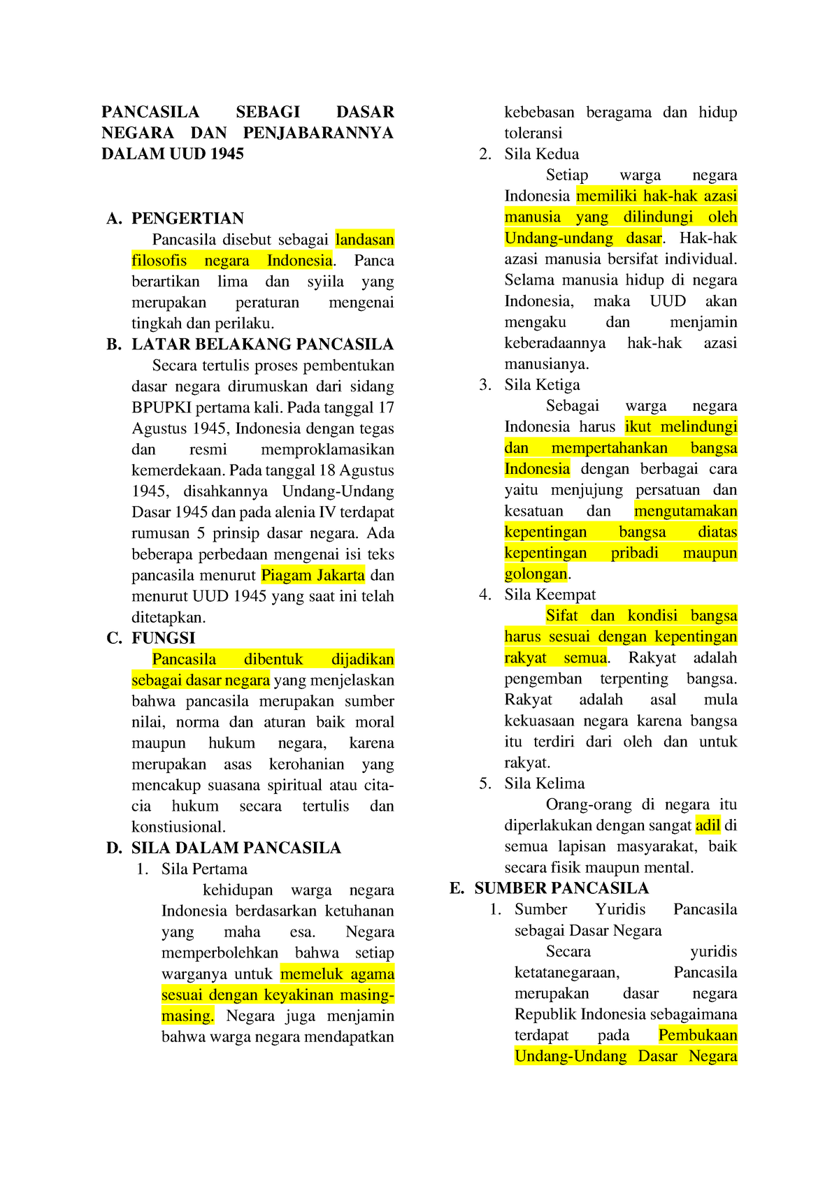 5. Pancasila Sebagai Dasar Negara Indonesia Dan Penjabarannya Dalam UUD ...