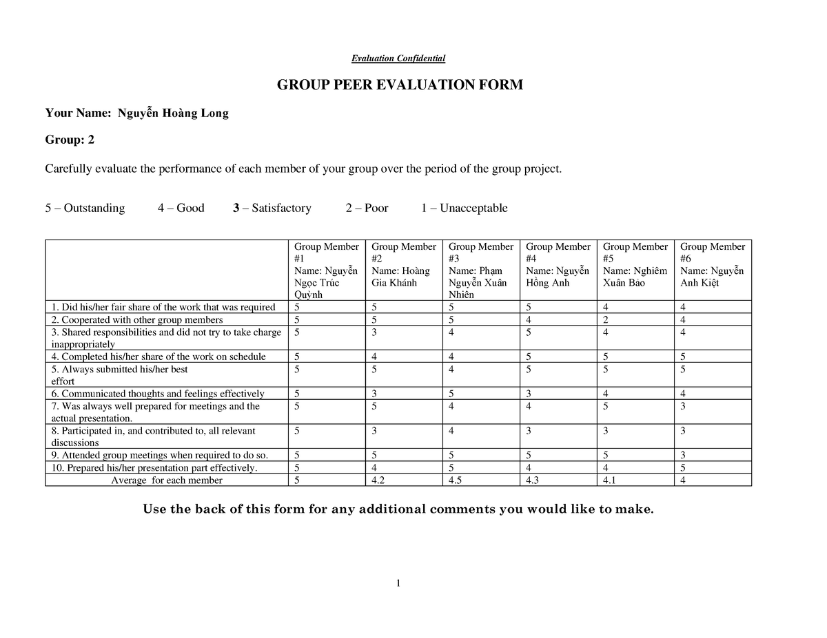 LE1 Group 2 Group-Peer-Evaluation-Form - GROUP PEER EVALUATION FORM ...