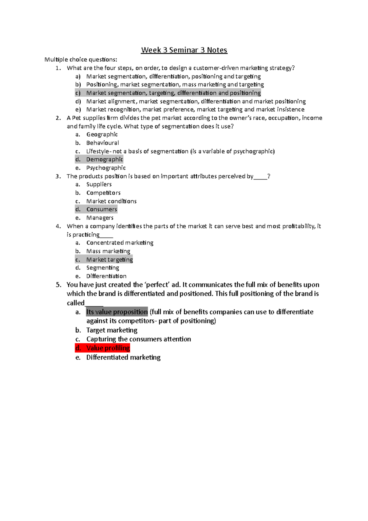 Week 3 Seminar 3 Notes - Week 3 Seminar 3 Notes Multiple choice ...