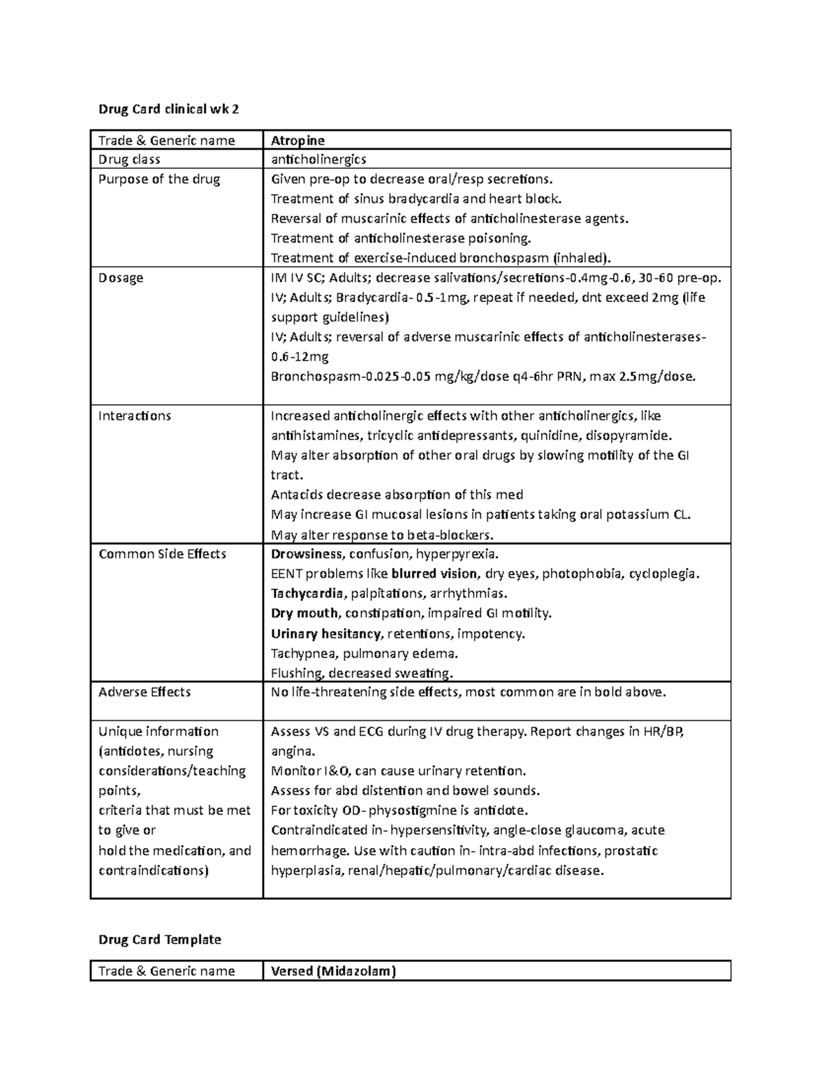 Drug Card wk2 - drug cards - Drug Card clinical wk 2 Trade & Generic ...