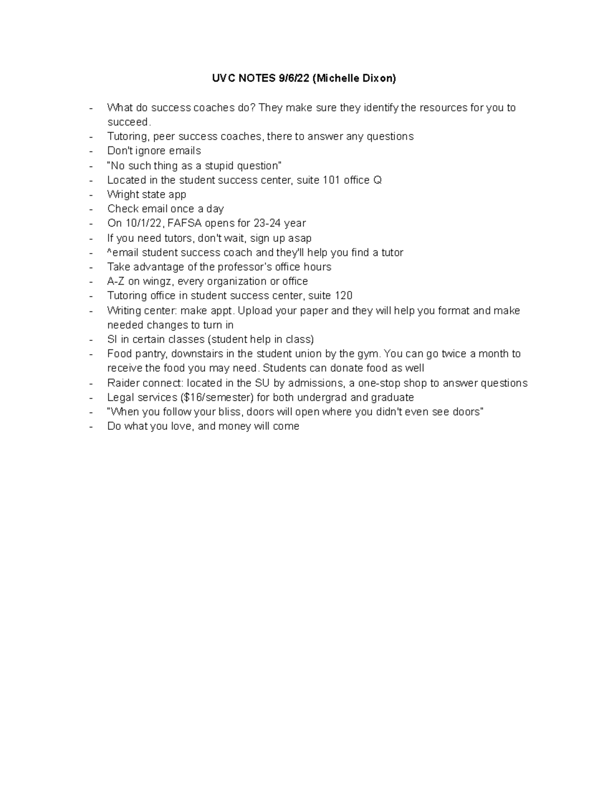 UVC 1 - Notes taken during guest speakers presentation's in Mike ...