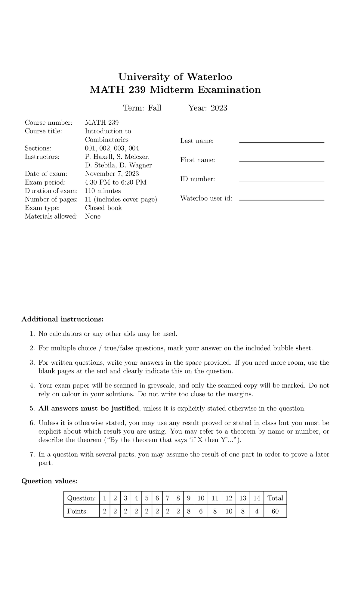 Fall 2023 midterm - ppo - University of Waterloo MATH 239 Midterm ...