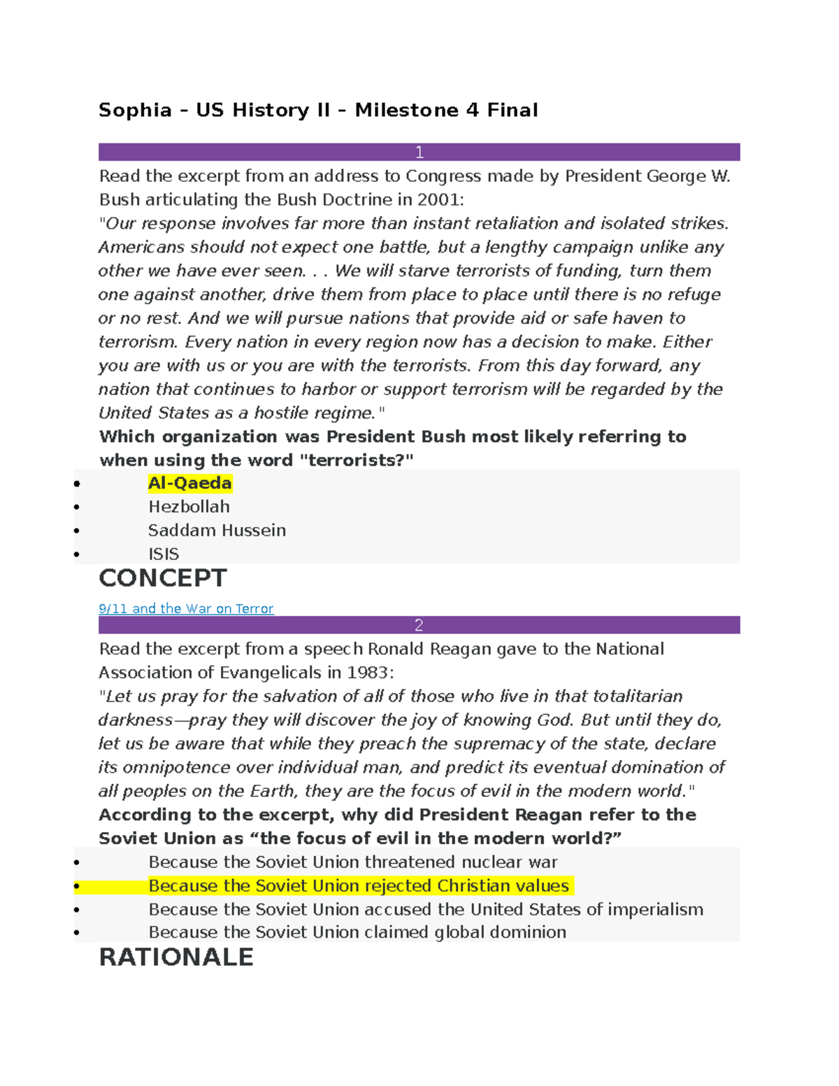 Sophia US History II Milestone 4 Final .docx - Sophia – US History II ...