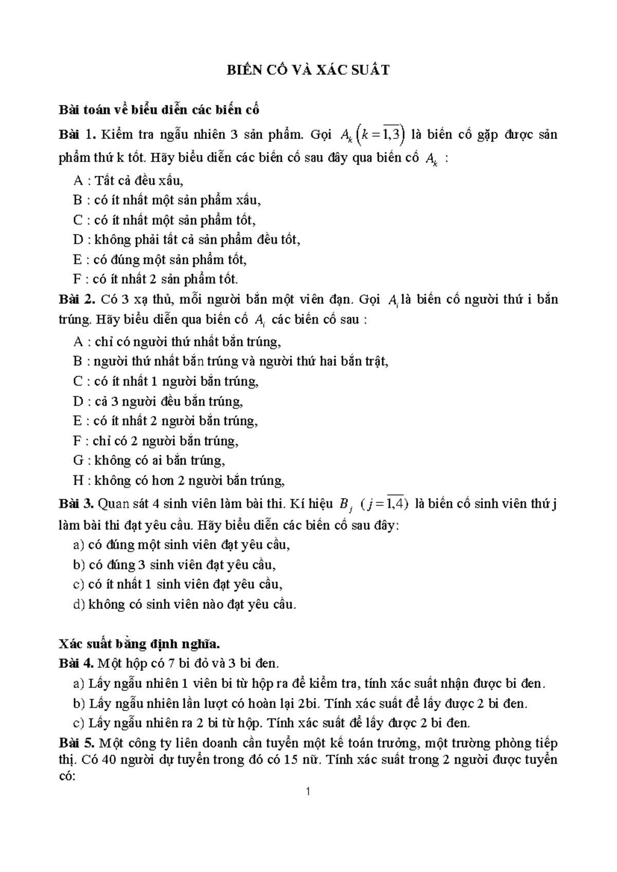 Bai-tap-xstk-tu-luan-1 Compress - BIẾN CỐ VÀ XÁC SUẤT Bài Toán Về Biểu ...