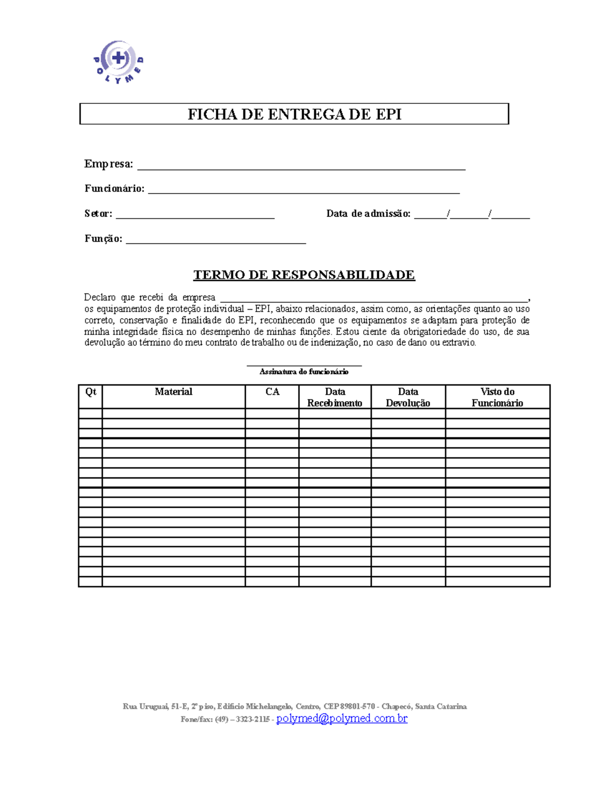 Ficha De Entrega De Epi - RETOEDU