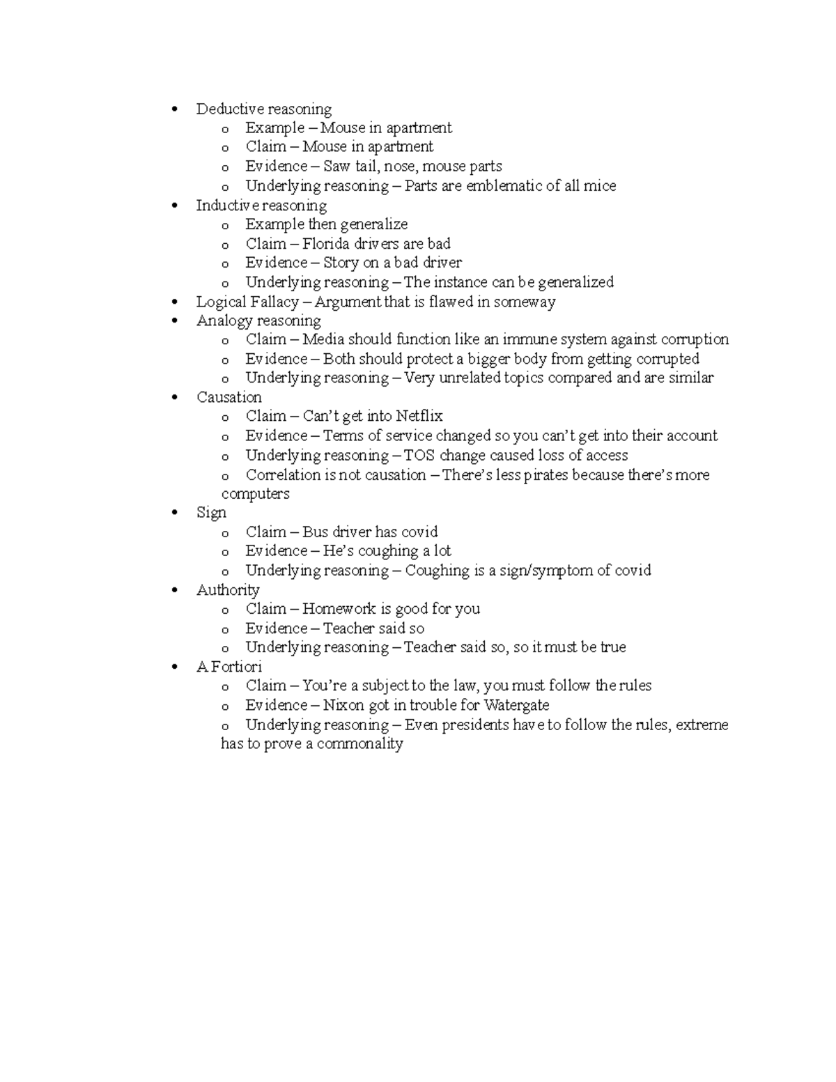 Notes on public speaking - Deductive reasoning o Example – Mouse in ...
