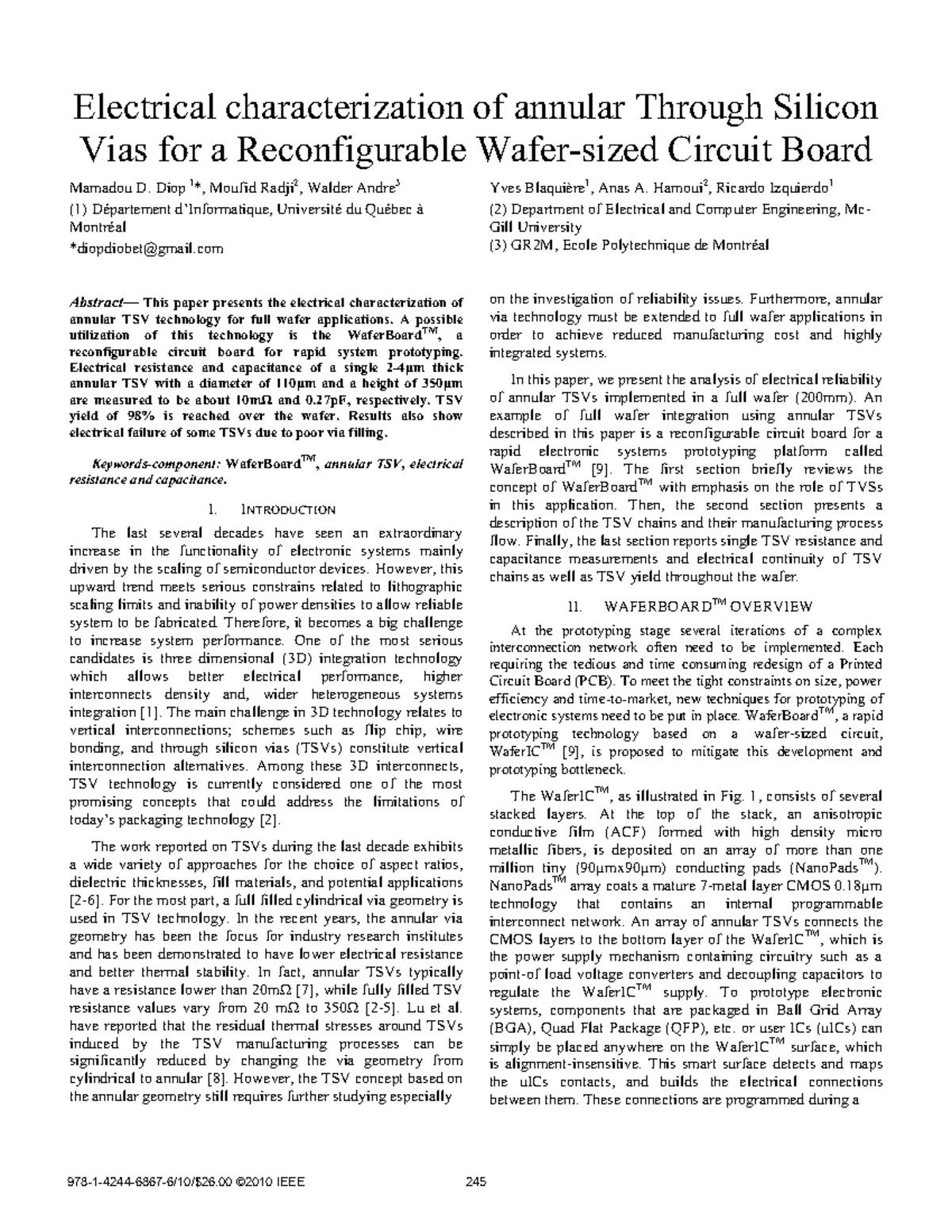 Electrical characterization of annular Through Silicon Vias for a ...