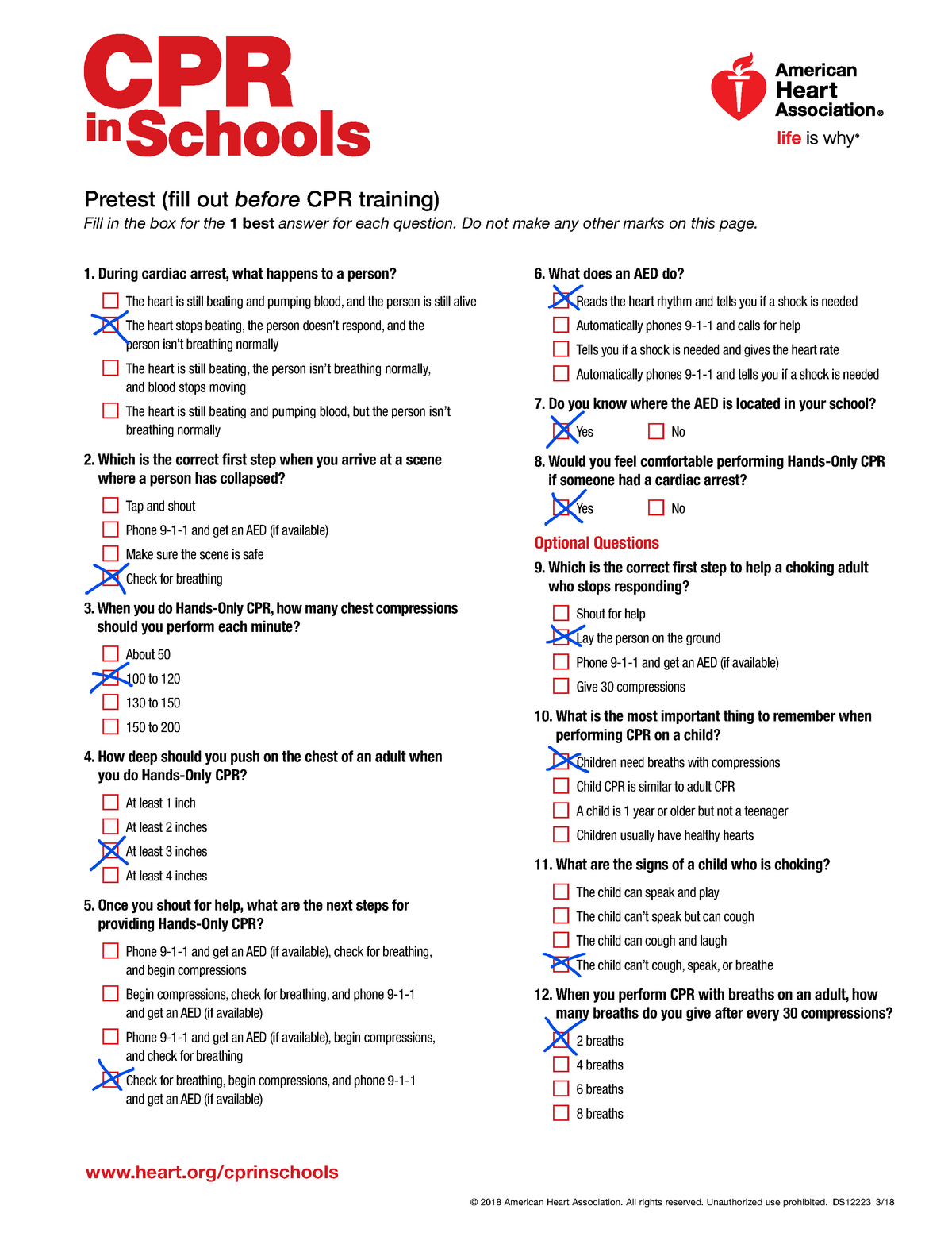 CPR In Schools Pre and Post Test UCM 499682 Pretest (fill out before