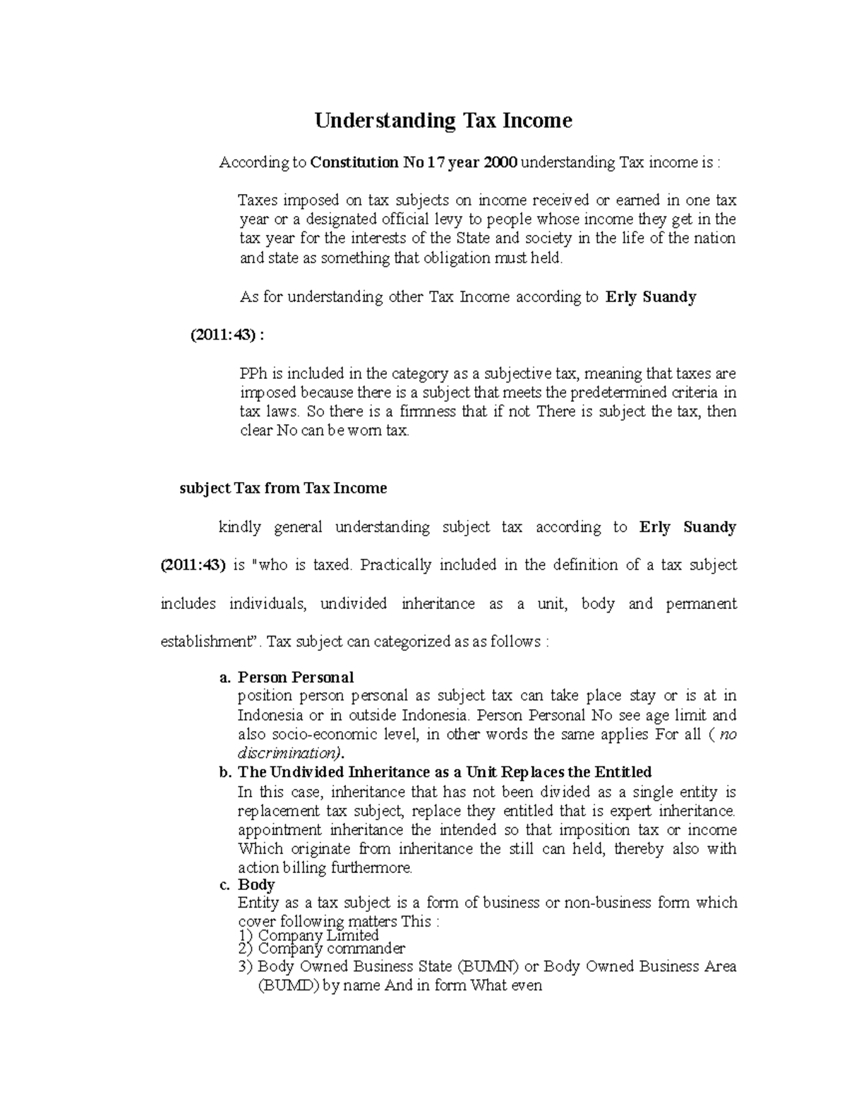 Understanding Tax Income - As for understanding other Tax Income ...