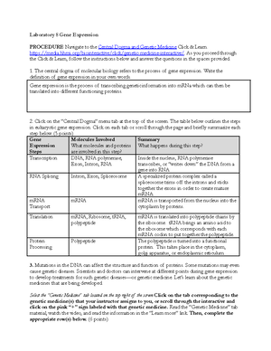 Lab 7 Write-Up Answer Sheet - Lab 7: Genetics Answer Sheet I. Genetics ...