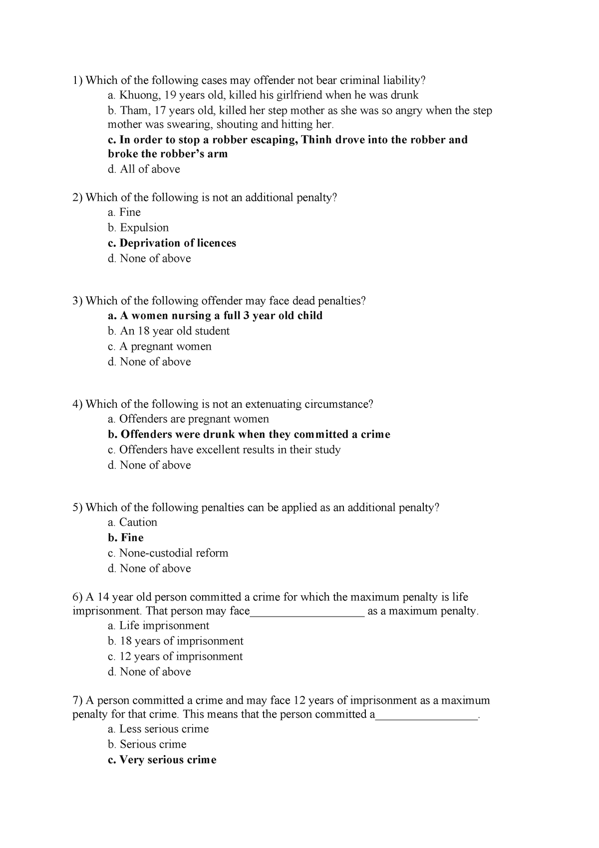 Criminal MCQ With A - 1 ) Which of the following cases may offender not ...