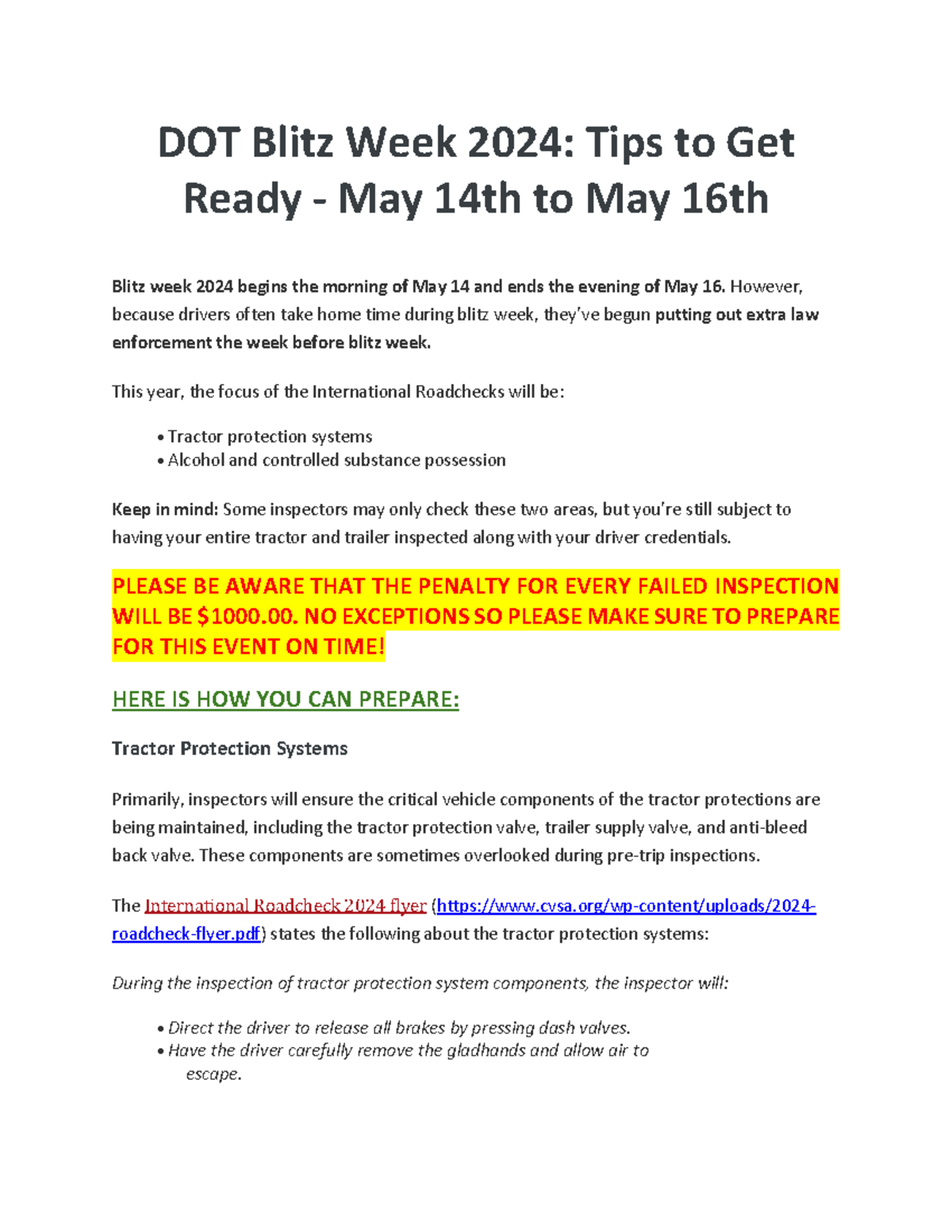 DOT Blitz Week 2024 Announcement DOT Blitz Week 2024 Tips to Get