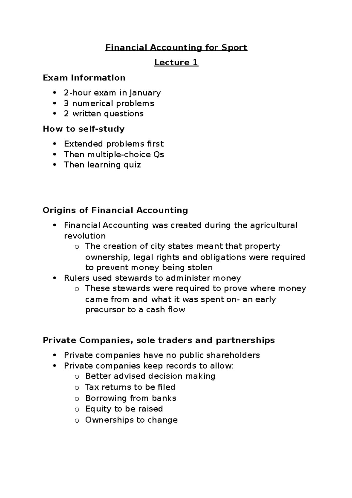 Financial Sports Management - Financial Accounting For Sport Lecture 1 ...