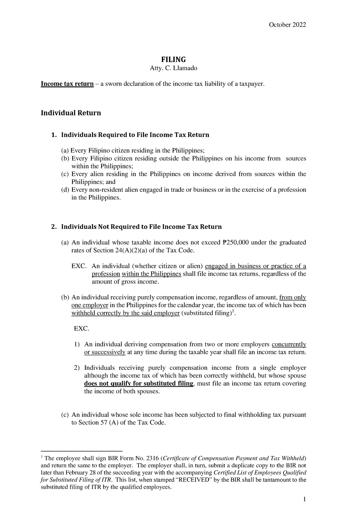 Cpar Filing Penalties Remedies Filing Atty C Llamado Income Tax Return A Sworn 