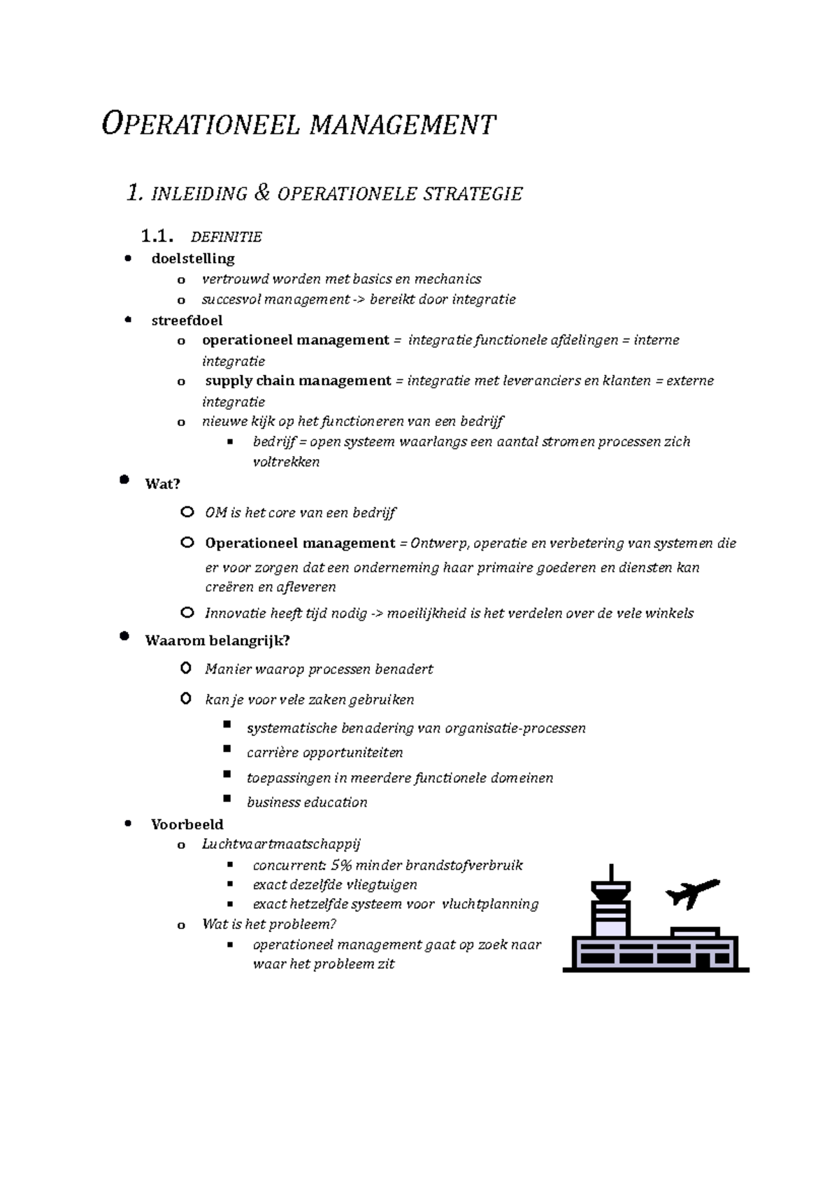 Samenvatting Operationeel Management - OPERATIONEEL MANAGEMENT 1 ...