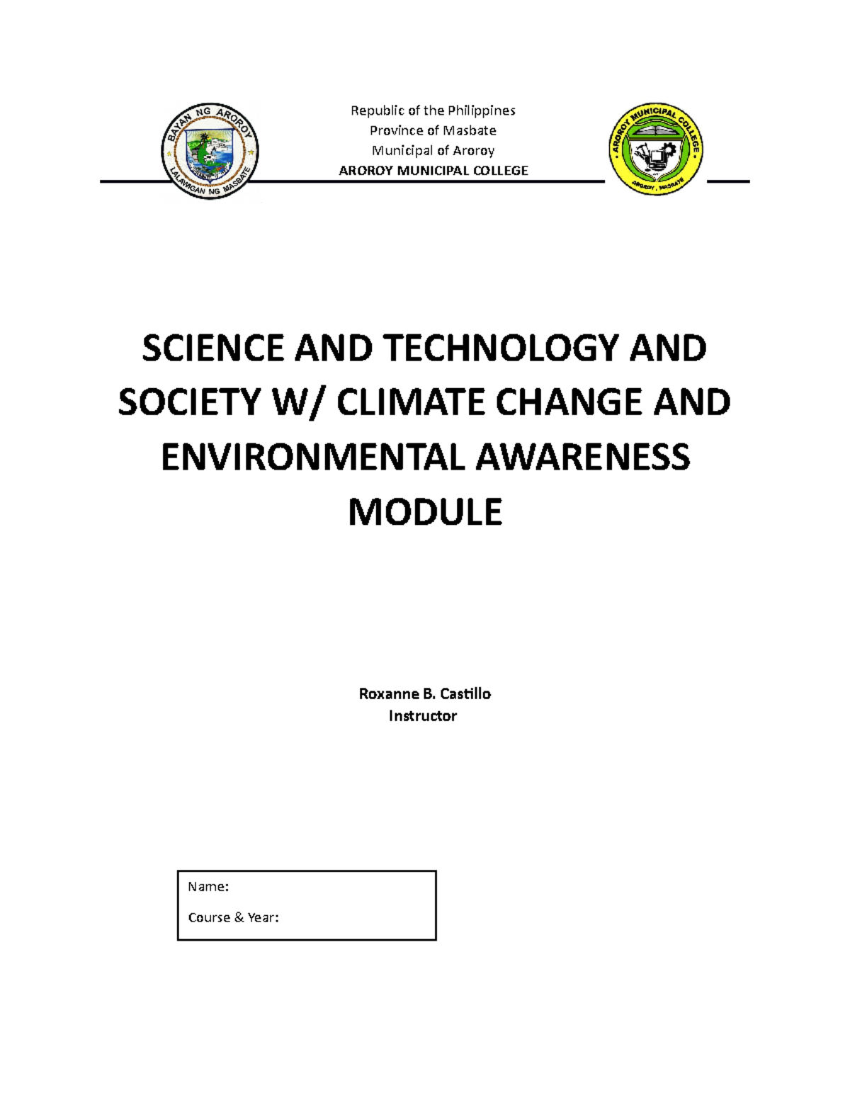 Module in STS 2nd week - Miss Belinda martinez - Republic of the ...