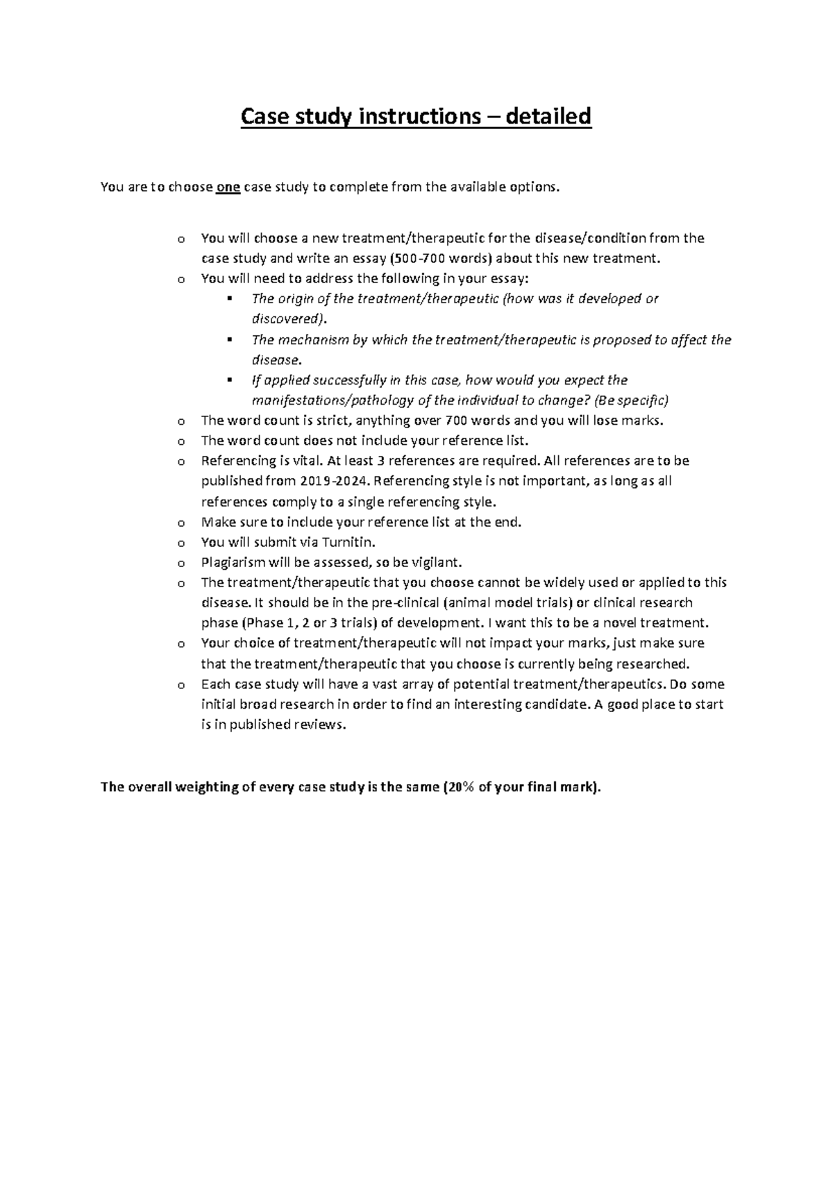Detailed case study instructions - Case study instructions – detailed ...