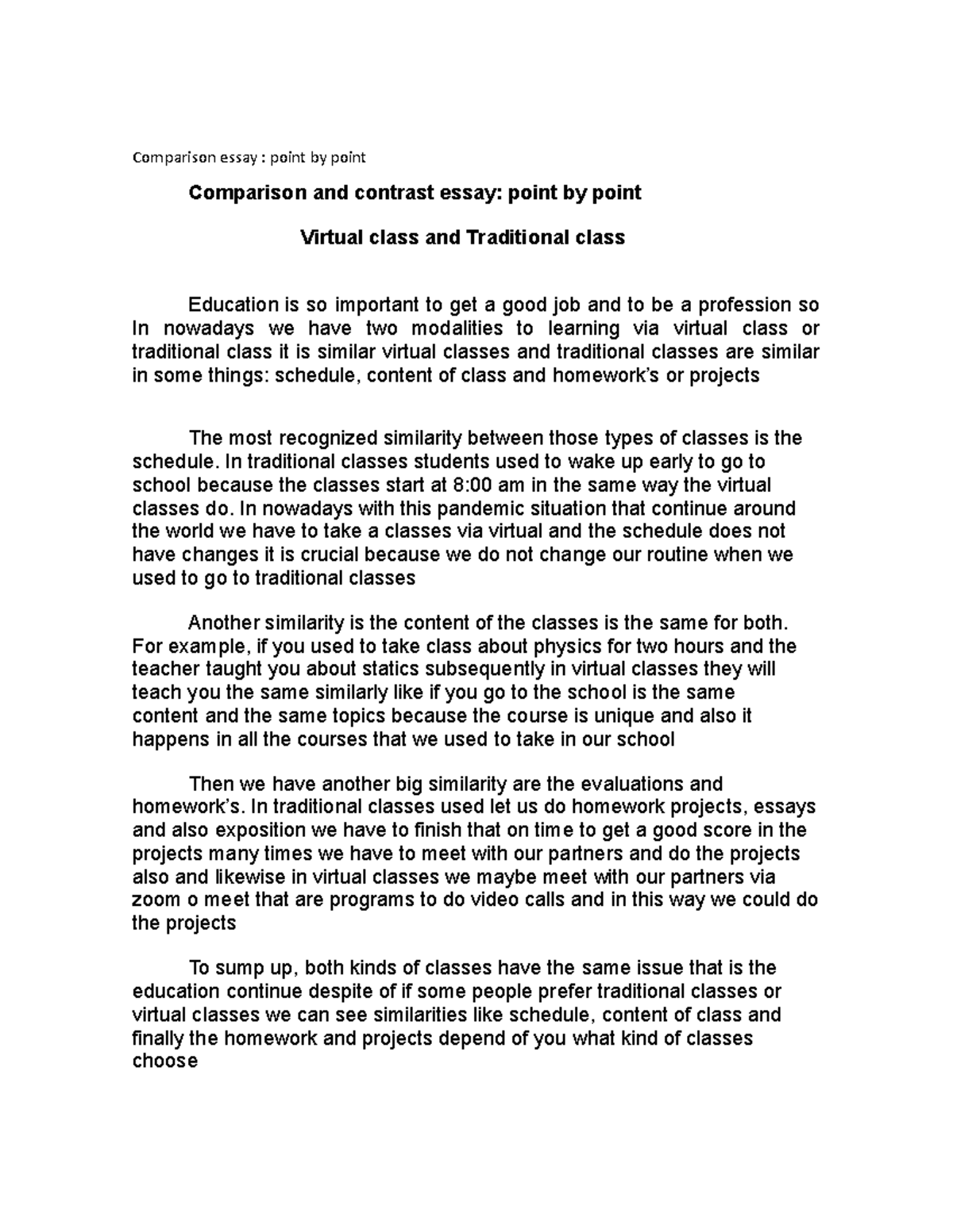 W 1 Chavez bruno victor manuel - Comparison essay : point by point ...