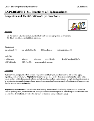 Hydrocarbon Reaction Experiment [Chemistry] - City University of New ...