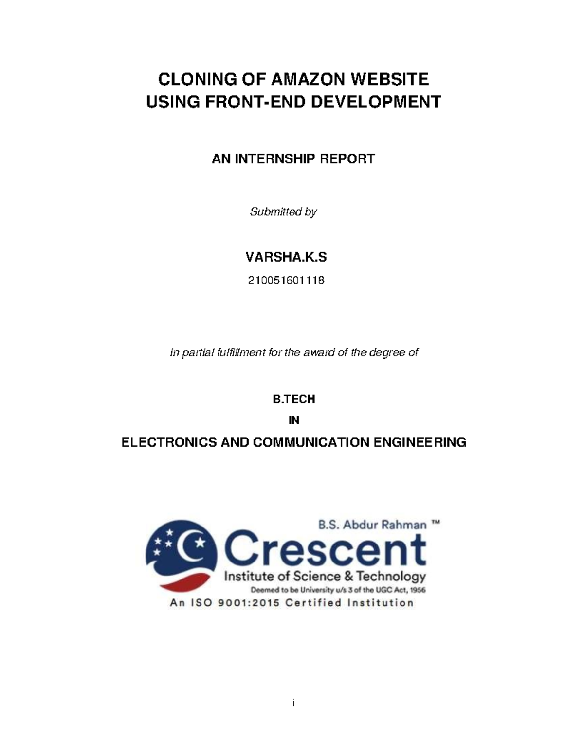 Final intern Report - i CLONING OF AMAZON WEBSITE USING FRONT-END ...